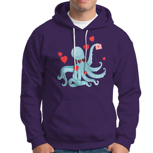 Valentine's Day Hoodie Octopus With Heart Balloons Cute Love Letter TS09 Purple Printyourwear