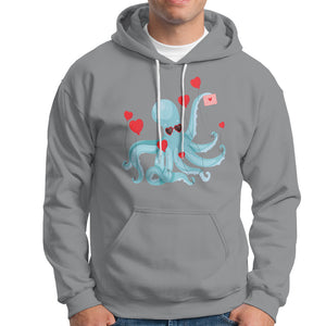 Valentine's Day Hoodie Octopus With Heart Balloons Cute Love Letter TS09 Sport Gray Printyourwear