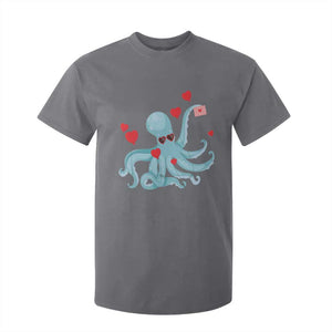 Valentine's Day T Shirt For Kid Octopus With Heart Balloons Cute Love Letter TS09 Charcoal Print Your Wear