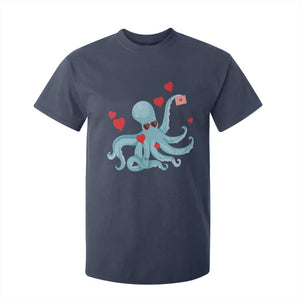 Valentine's Day T Shirt For Kid Octopus With Heart Balloons Cute Love Letter TS09 Navy Print Your Wear