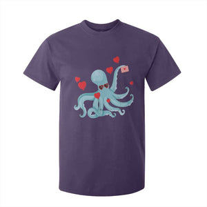 Valentine's Day T Shirt For Kid Octopus With Heart Balloons Cute Love Letter TS09 Purple Print Your Wear