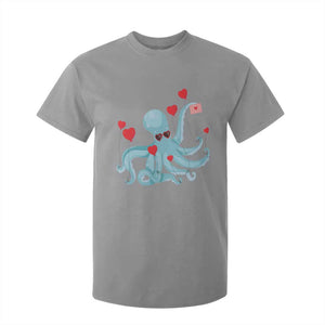 Valentine's Day T Shirt For Kid Octopus With Heart Balloons Cute Love Letter TS09 Sport Gray Print Your Wear