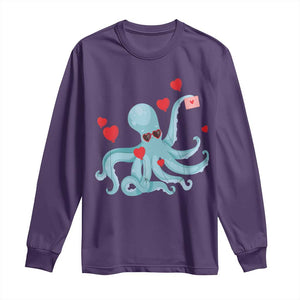 Valentine's Day Long Sleeve Shirt Octopus With Heart Balloons Cute Love Letter TS09 Purple Print Your Wear