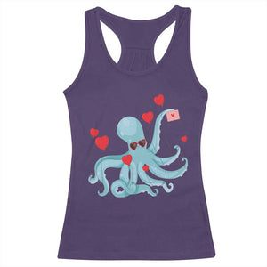 Valentine's Day Racerback Tank Top Octopus With Heart Balloons Cute Love Letter TS09 Purple Print Your Wear