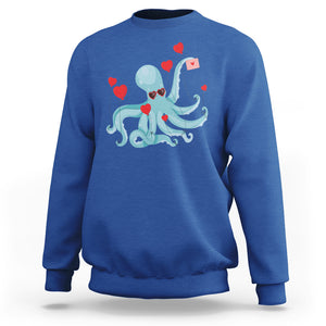 Valentine's Day Sweatshirt Octopus With Heart Balloons Cute Love Letter TS09 Royal Blue Printyourwear