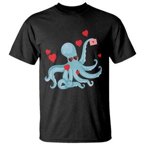 Valentine's Day T Shirt Octopus With Heart Balloons Cute Love Letter TS09 Black Printyourwear