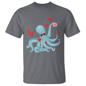 Valentine's Day T Shirt Octopus With Heart Balloons Cute Love Letter TS09 Charcoal Printyourwear