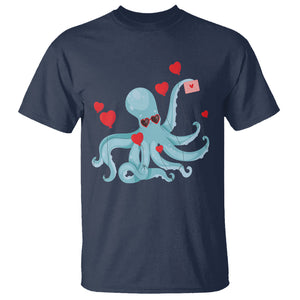 Valentine's Day T Shirt Octopus With Heart Balloons Cute Love Letter TS09 Navy Printyourwear