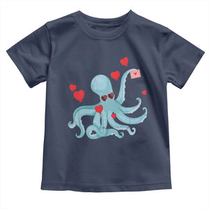 Valentine's Day Toddler T Shirt Octopus With Heart Balloons Cute Love Letter TS09 Navy Print Your Wear