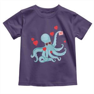 Valentine's Day Toddler T Shirt Octopus With Heart Balloons Cute Love Letter TS09 Purple Print Your Wear