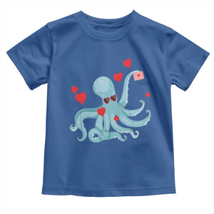 Valentine's Day Toddler T Shirt Octopus With Heart Balloons Cute Love Letter TS09 Royal Blue Print Your Wear