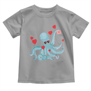 Valentine's Day Toddler T Shirt Octopus With Heart Balloons Cute Love Letter TS09 Sport Gray Print Your Wear