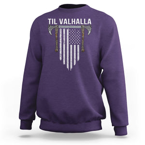 Viking Sweatshirt Til Valhalla American Axe Flag Norse Mythology TS09 Purple Printyourwear