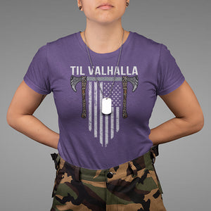 Viking T Shirt Til Valhalla American Axe Flag Norse Mythology TS09 Purple Printyourwear