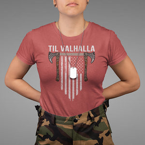 Viking T Shirt Til Valhalla American Axe Flag Norse Mythology TS09 Red Printyourwear