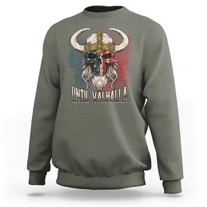 Viking Sweatshirt Until Valhalla US Flag Vintage Mythology TS09 Military Green Printyourwear