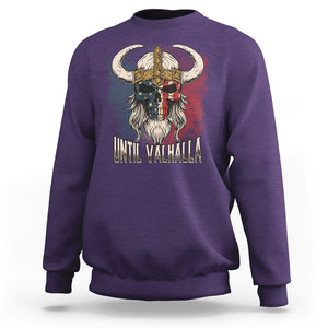 Viking Sweatshirt Until Valhalla US Flag Vintage Mythology TS09 Purple Printyourwear