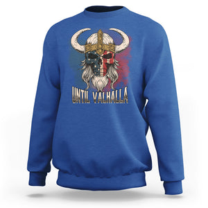 Viking Sweatshirt Until Valhalla US Flag Vintage Mythology TS09 Royal Blue Printyourwear