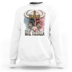 Viking Sweatshirt Until Valhalla US Flag Vintage Mythology TS09 White Printyourwear