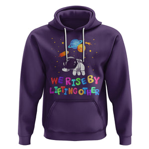 We Rise By Lifting Other Outer Space Astronaut Planet Balloon Motivational Quote Hoodie TS09 Purple Printyourwear