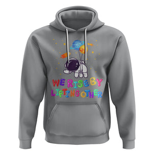 We Rise By Lifting Other Outer Space Astronaut Planet Balloon Motivational Quote Hoodie TS09 Sport Gray Printyourwear