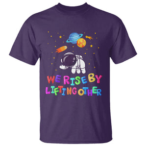 We Rise By Lifting Other Outer Space Astronaut Planet Balloon Motivational Quote T Shirt TS09 Purple Printyourwear