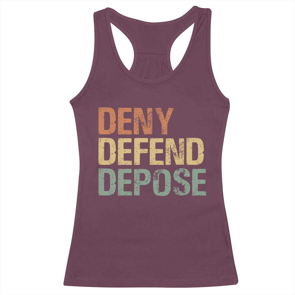 Retro Deny Defend Depose Racerback Tank Top TS09 Maroon Print Your Wear