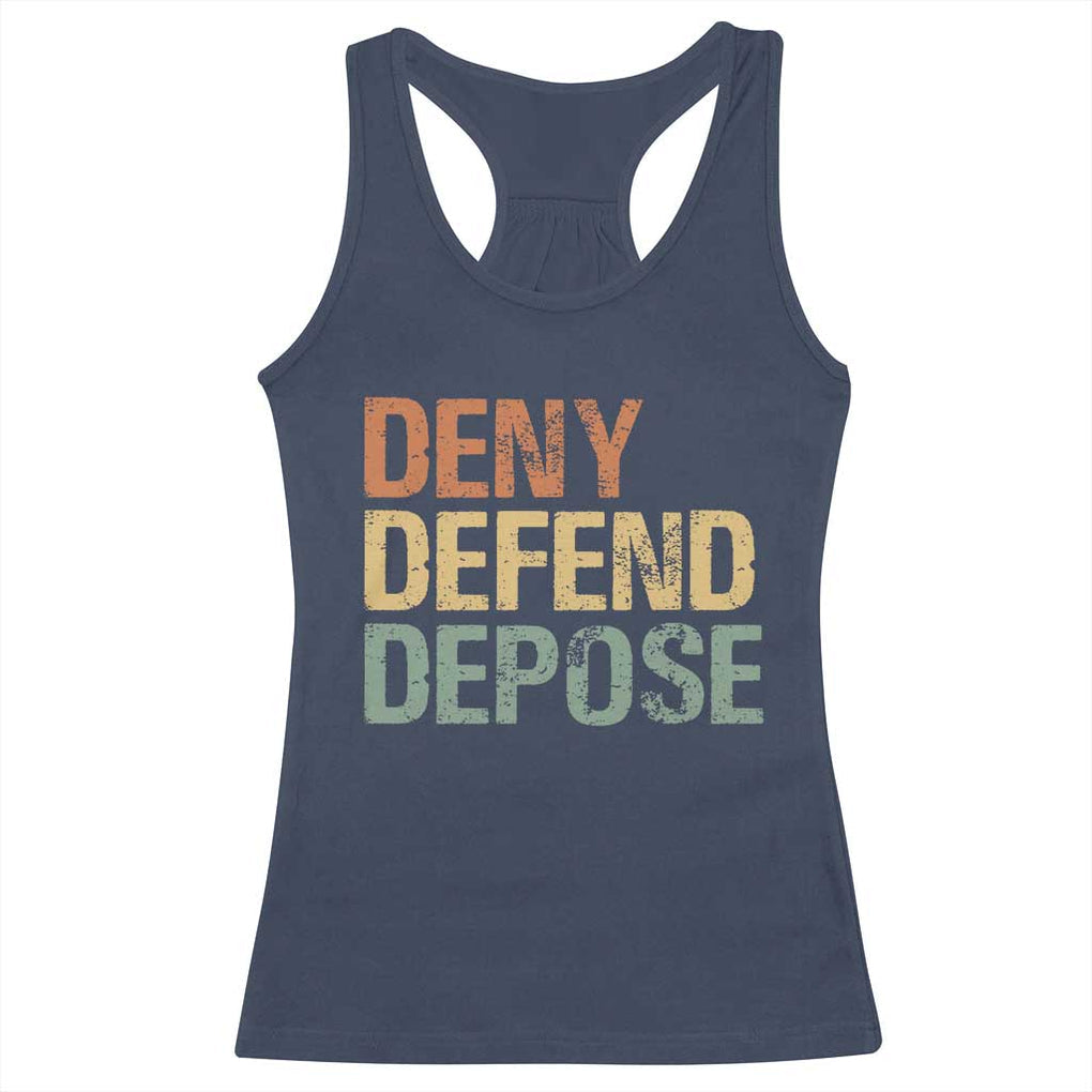 Retro Deny Defend Depose Racerback Tank Top TS09 Navy Print Your Wear