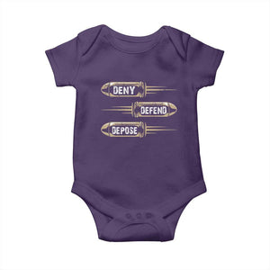 Bullet Deny Defend Depose Baby Onesie TS09 Purple Print Your Wear