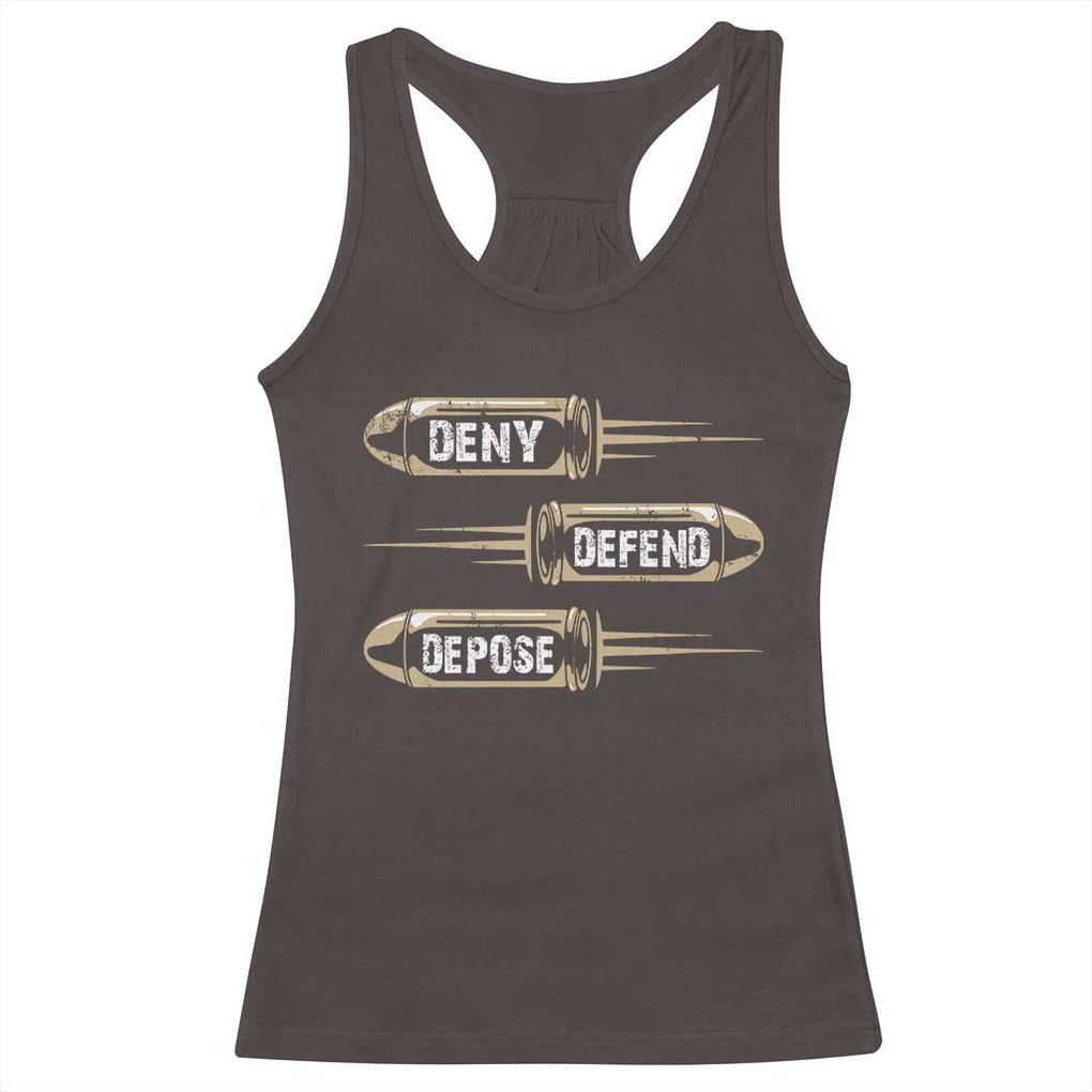 Bullet Deny Defend Depose Racerback Tank Top TS09 Dark Chocolate Print Your Wear