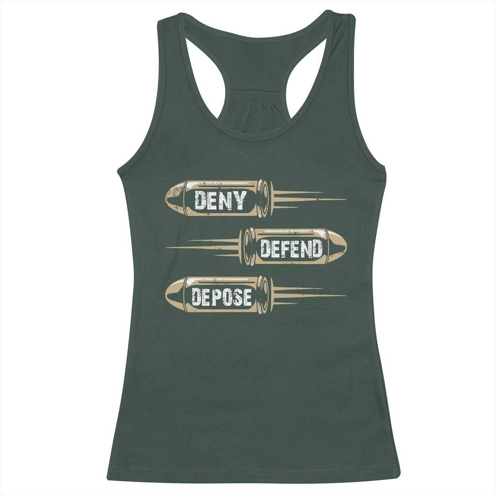 Bullet Deny Defend Depose Racerback Tank Top TS09 Dark Forest Green Print Your Wear