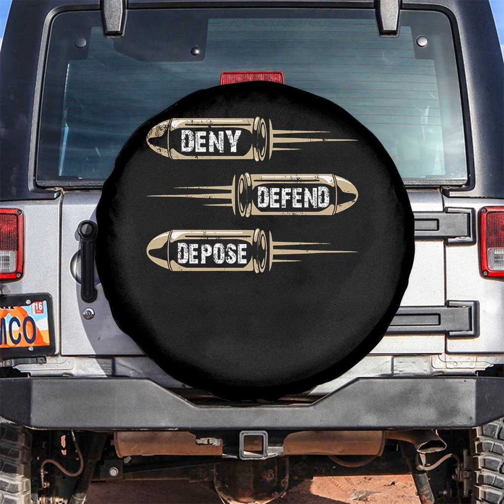 Bullet Deny Defend Depose Spare Tire Cover TS09 No hole Black Print Your Wear