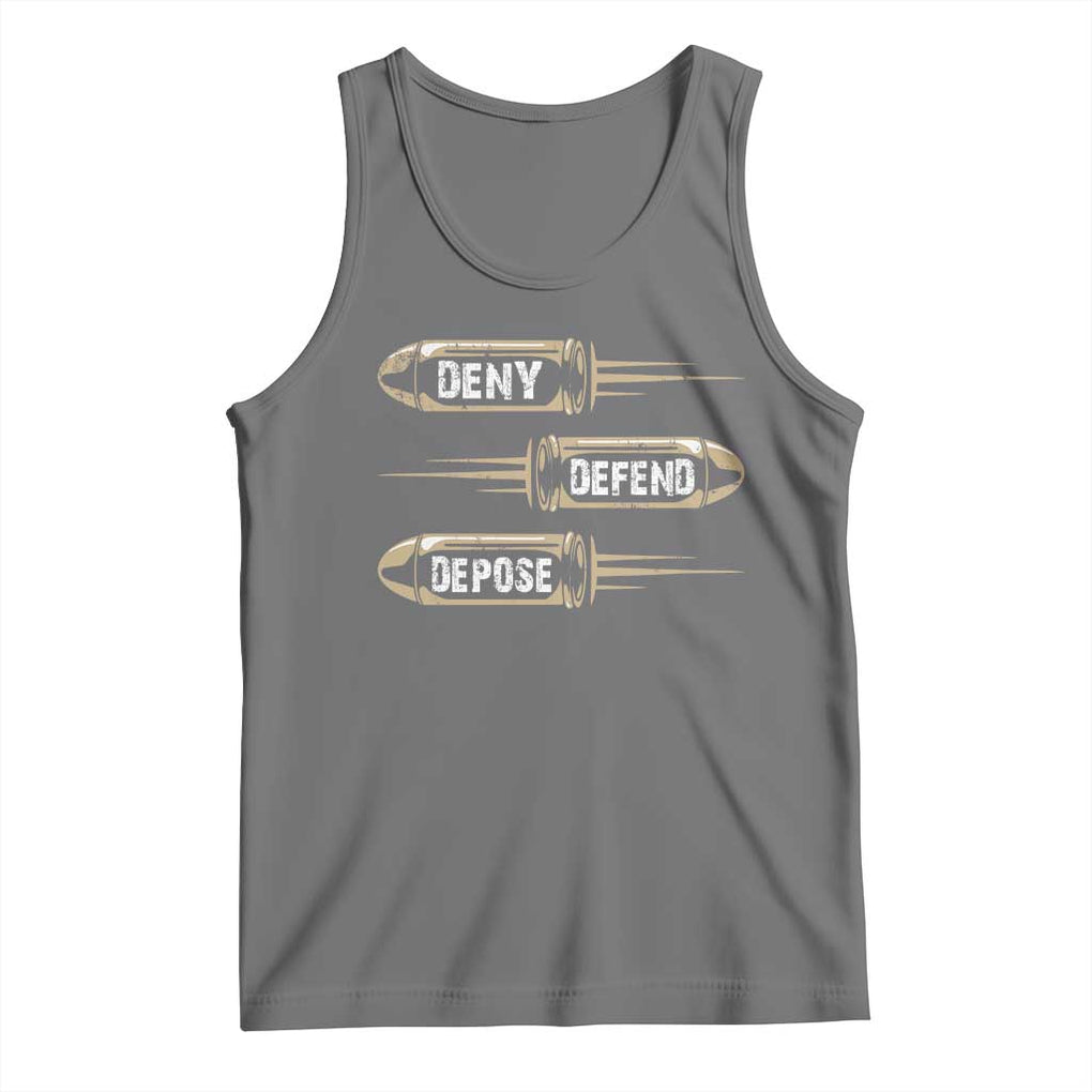 Bullet Deny Defend Depose Tank Top TS09 Black Heather Print Your Wear