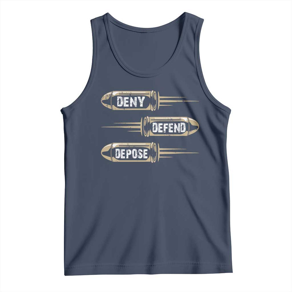 Bullet Deny Defend Depose Tank Top TS09 Navy Print Your Wear