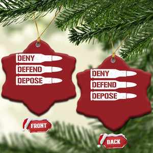 Deny Defend Depose Bullet Christmas Ornament TS09 Snow Flake Red Print Your Wear