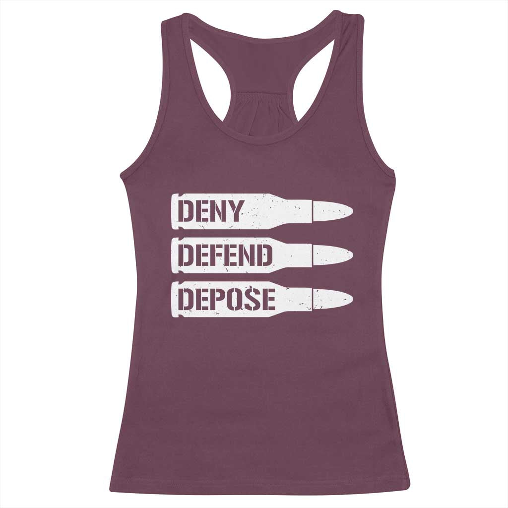 Deny Defend Depose Bullet Racerback Tank Top TS09 Maroon Print Your Wear
