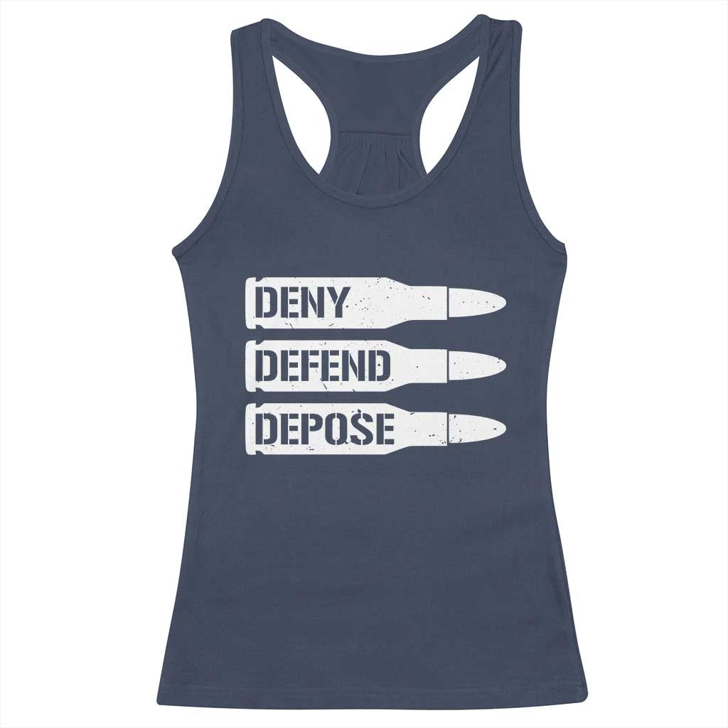 Deny Defend Depose Bullet Racerback Tank Top TS09 Navy Print Your Wear