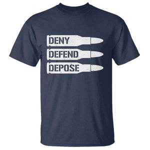 Deny Defend Depose Bullet T Shirt TS09 Navy Print Your Wear