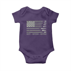 Deny Defend Depose Baby Onesie Bullet America Flag TS09 Purple Print Your Wear