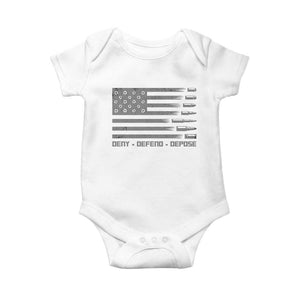 Deny Defend Depose Baby Onesie Bullet America Flag TS09 White Print Your Wear