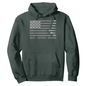 Deny Defend Depose Hoodie Bullet America Flag TS09 Dark Forest Green Print Your Wear