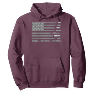 Deny Defend Depose Hoodie Bullet America Flag TS09 Maroon Print Your Wear