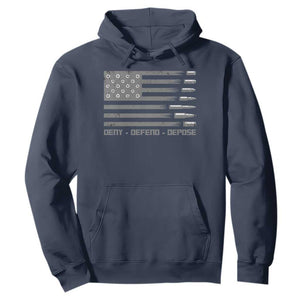 Deny Defend Depose Hoodie Bullet America Flag TS09 Navy Print Your Wear