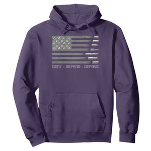 Deny Defend Depose Hoodie Bullet America Flag TS09 Purple Print Your Wear