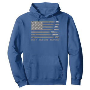 Deny Defend Depose Hoodie Bullet America Flag TS09 Royal Blue Print Your Wear