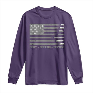 Deny Defend Depose Long Sleeve Shirt Bullet America Flag TS09 Purple Print Your Wear
