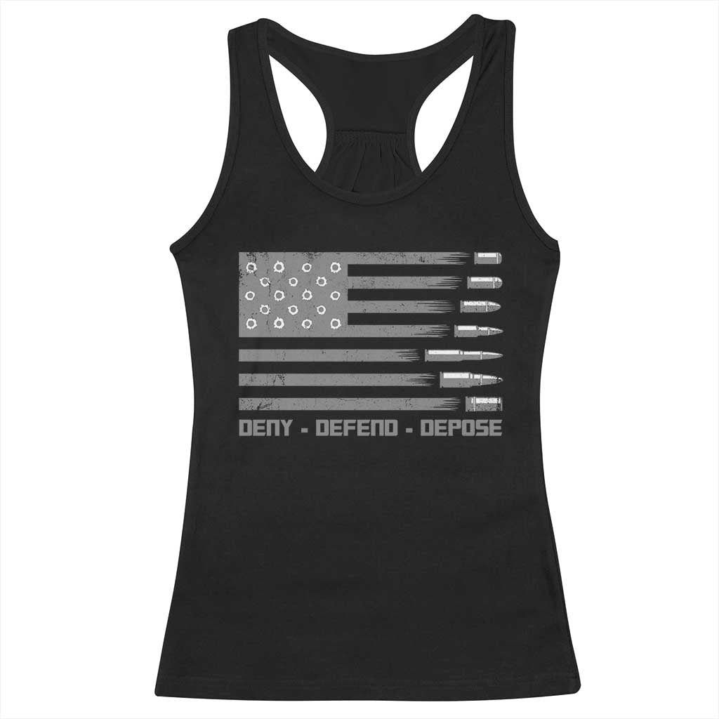 Deny Defend Depose Racerback Tank Top Bullet America Flag TS09 Black Print Your Wear