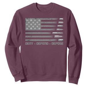 Deny Defend Depose Sweatshirt Bullet America Flag TS09 Maroon Print Your Wear