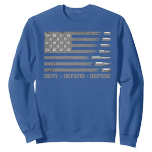 Deny Defend Depose Sweatshirt Bullet America Flag TS09 Royal Blue Print Your Wear