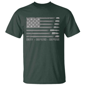 Deny Defend Depose T Shirt Bullet America Flag TS09 Dark Forest Green Print Your Wear